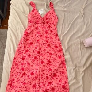 Floral pink midi length dress